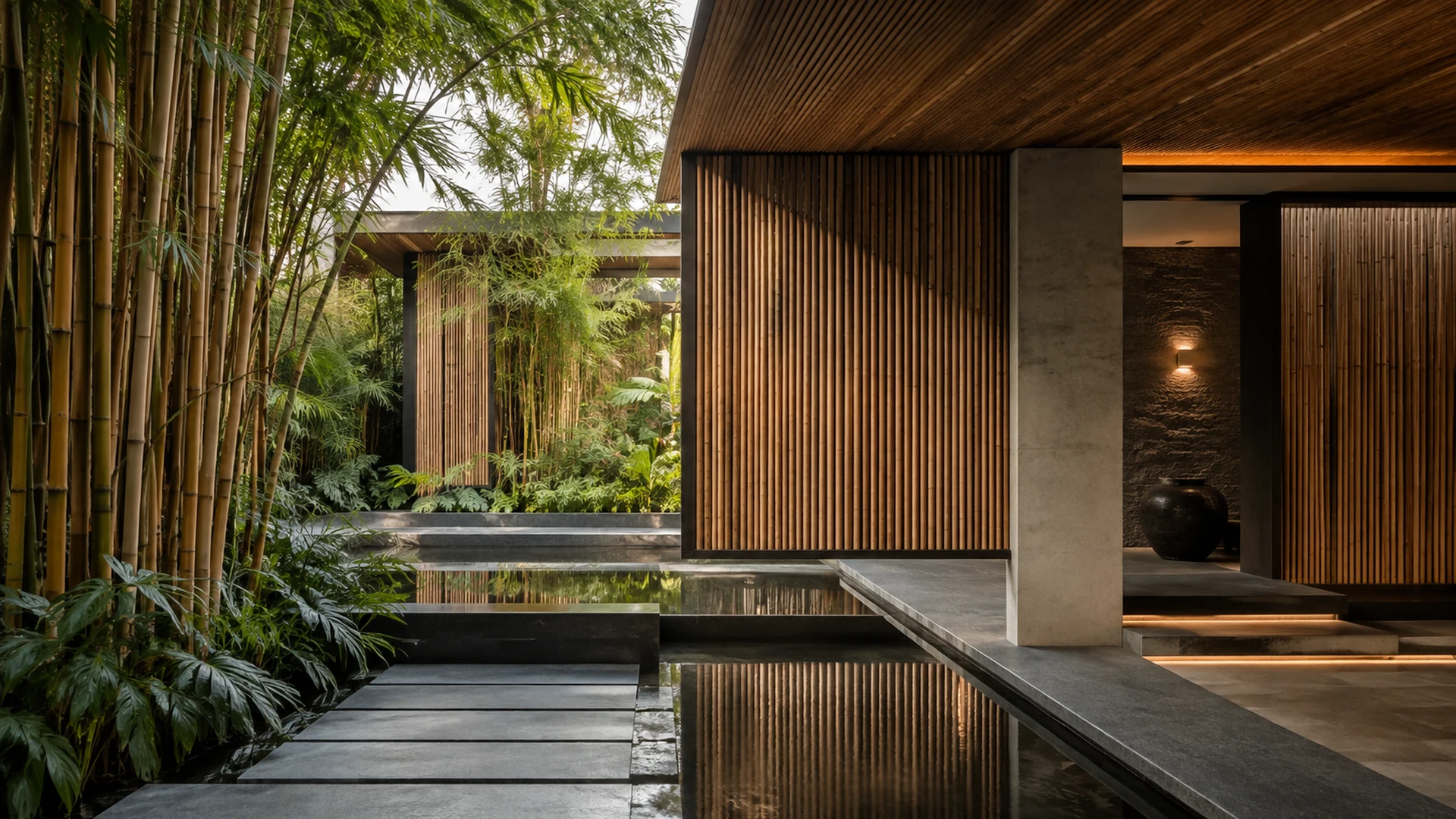 Arquitetura contemporânea com bambu