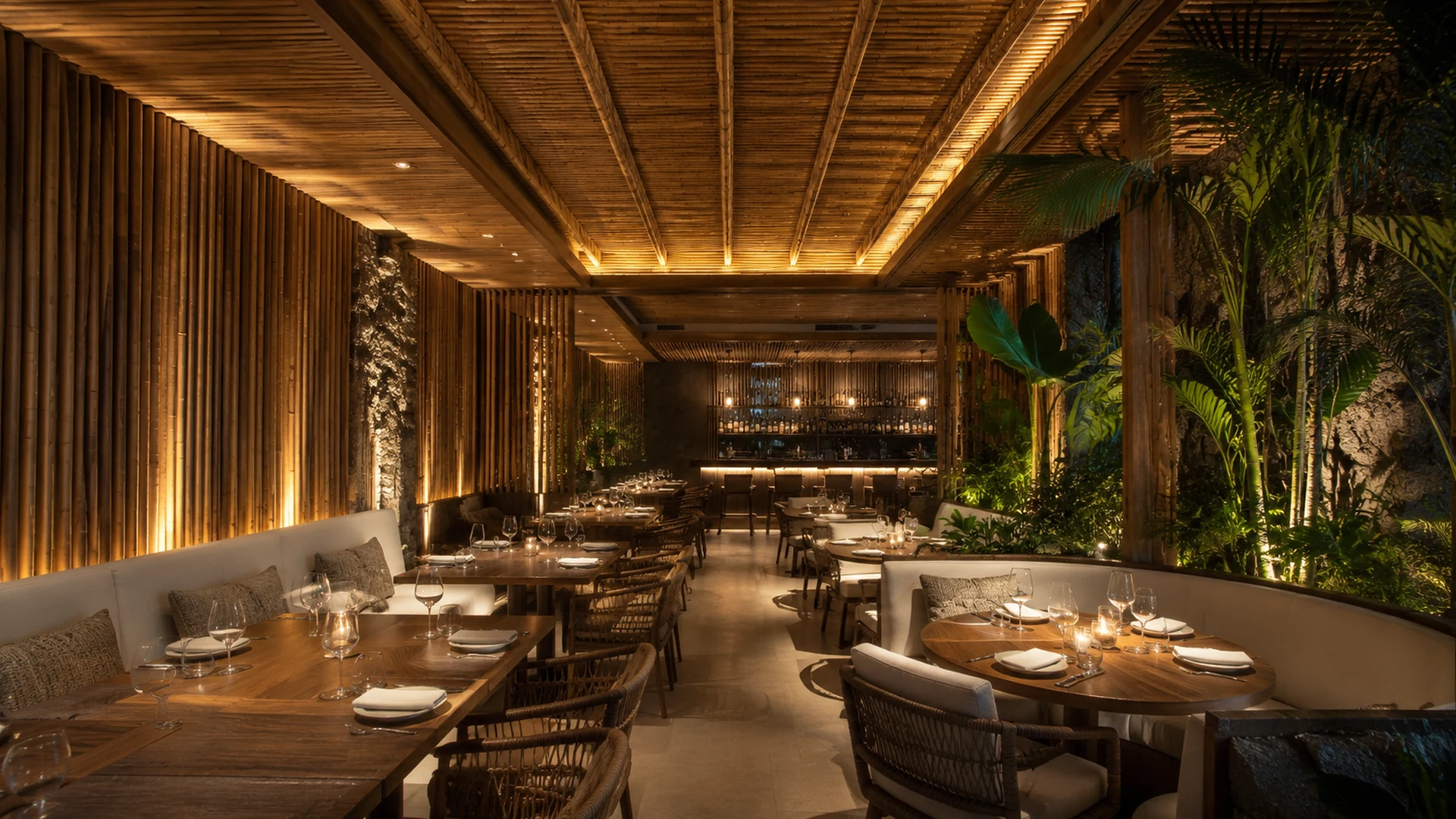 Hospitalidade com acabamento em bambu